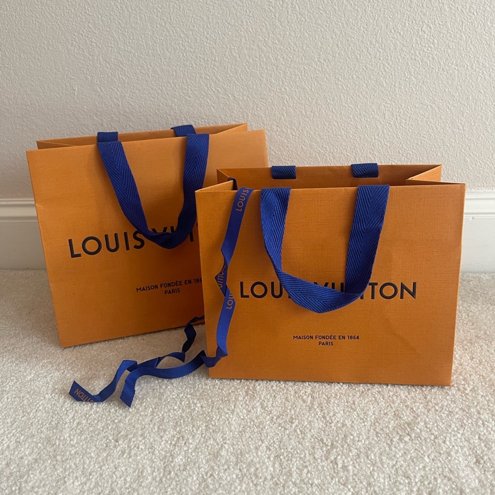Louis Vuitton Signature Orange Bag with Blue Straps (Set of 2)